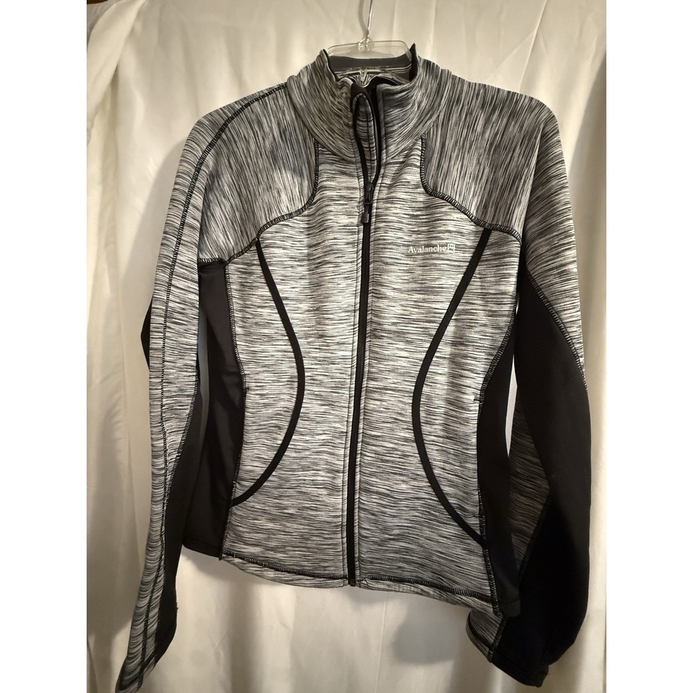 Womens Avalanche Gray And Black Long Sleeve  Knit workout Jacket Sz M